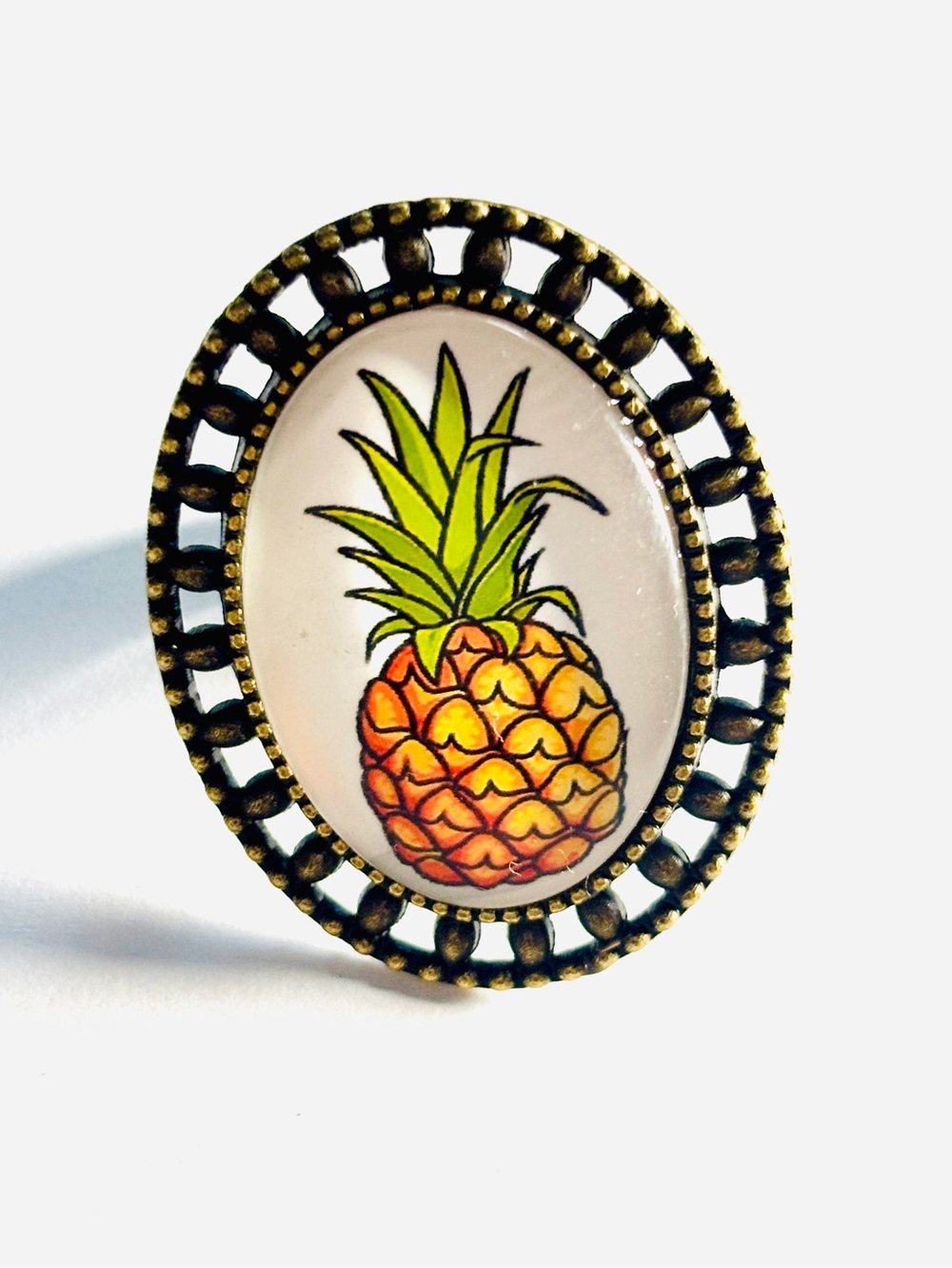 Pineapple Retro Style Adjustable Ring, NWT